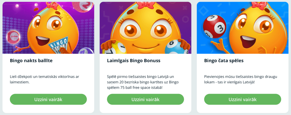 Laimz online bingo piedāvājums