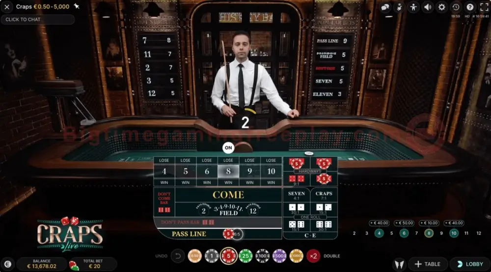 Evolution Live dealer craps interneta kazino