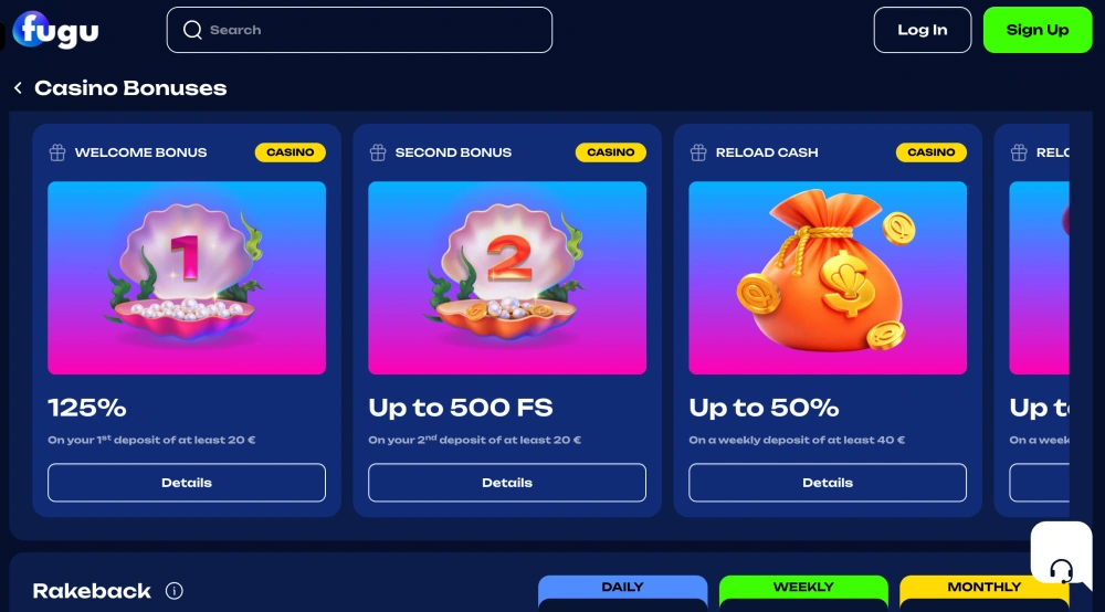 Fugu Kazino bonuss